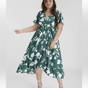 BloomChic Plus Size 4XL Floral Ruffle Knot Side Wrap Dress us26